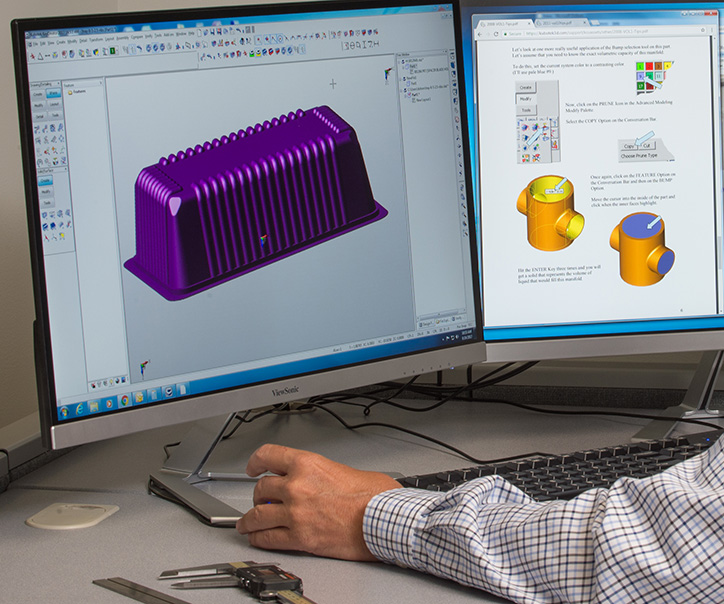 CAD program displaying custom plastic tray designs