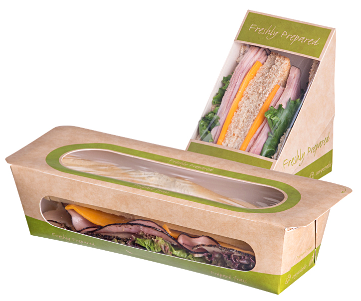 Paperboard hoagie container & sandwich wedge